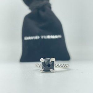 David Yurman Onyx Chatelaine Ring with Diamonds